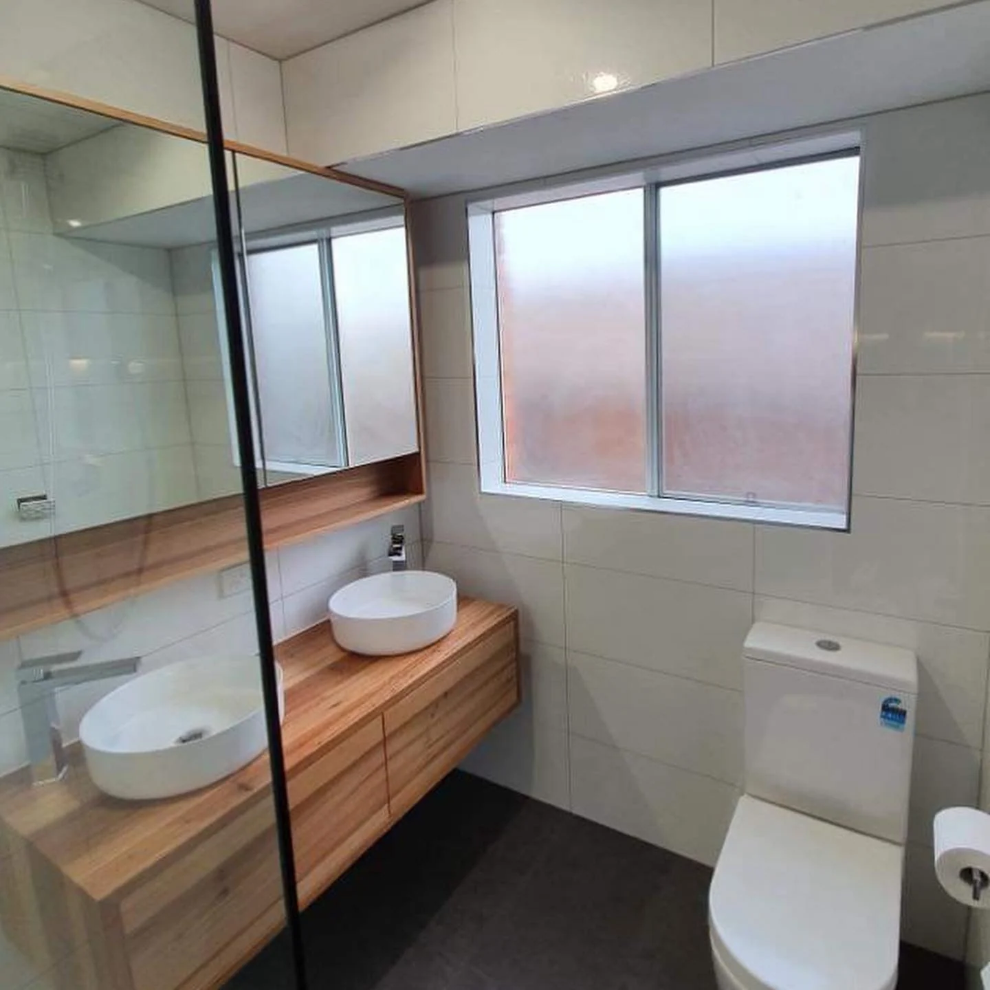Completed Langwarrin ensuite with a double vanity and shower